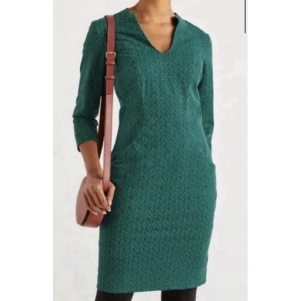 Boden‎ French Navy Sweet Petal Elizabeth Pocket V-Neck Dress Green Size 4
